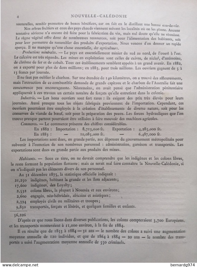 Nouvelle-Calédonie :  grande carte par Abel Pilon et  dossier pédagogique avec carte (1890)