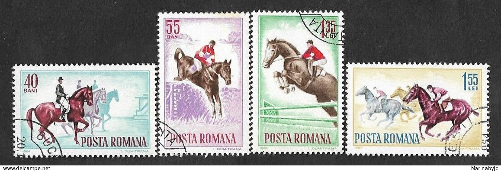 SE)1964 ROMANIA COMPLETE SERIES, HORSE SPORTS, RACING, 3 STAMPS CTO - Sonstige & Ohne Zuordnung