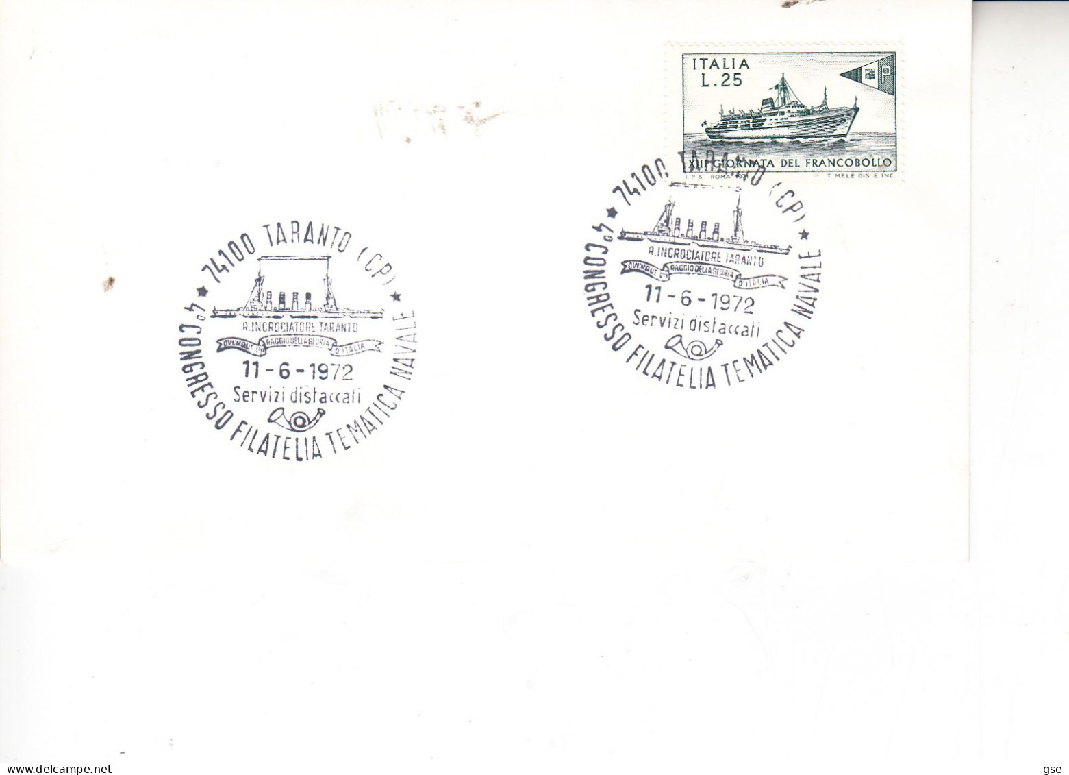 ITALIA   1972 - Annullo Speciale "Congresso  Tematica Navale" - Taranto - Other & Unclassified