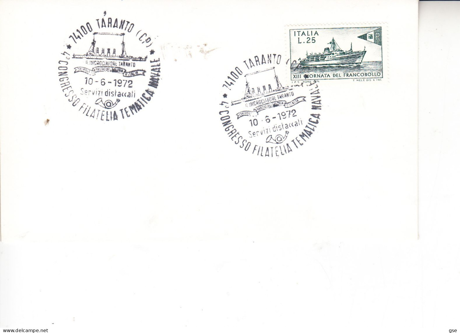 ITALIA   1972 - Annullo Speciale "Congresso  Tematica Navale" - Taranto - Other & Unclassified