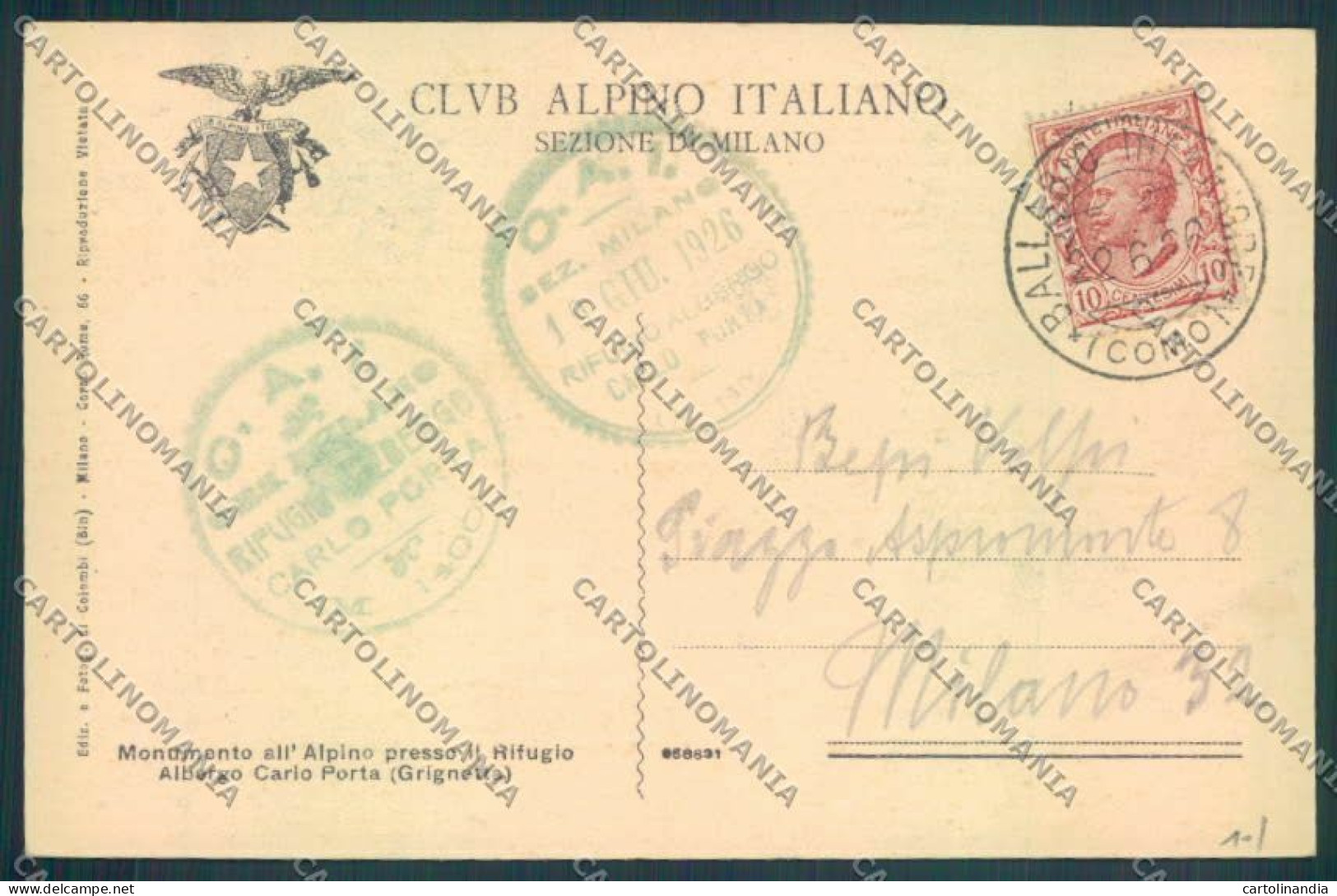 Lecco Grignetta Rifugio CAI Alpini Cartolina LQ5062 - Lecco
