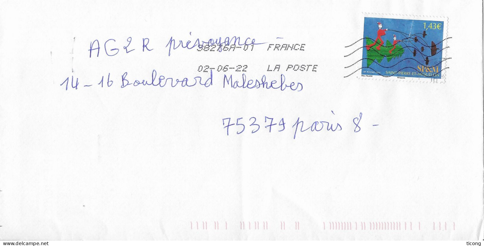 SAINT PIERRE ET MIQUELON, DESSIN D ALEXIS TILLARD ( TIMBRE DE NOEL )  LETTRE FLAMME LA POSTE 2022, VOIR LES SCANNERS - Lettres & Documents