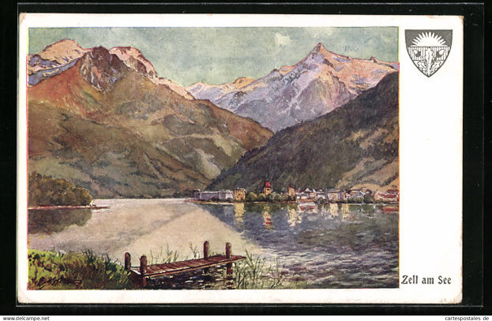 Künstler-AK Deutscher Schulverein Nr. 577: Zell Am See, Ortsansicht Vom Seeufer Aus  - Guerre 1914-18