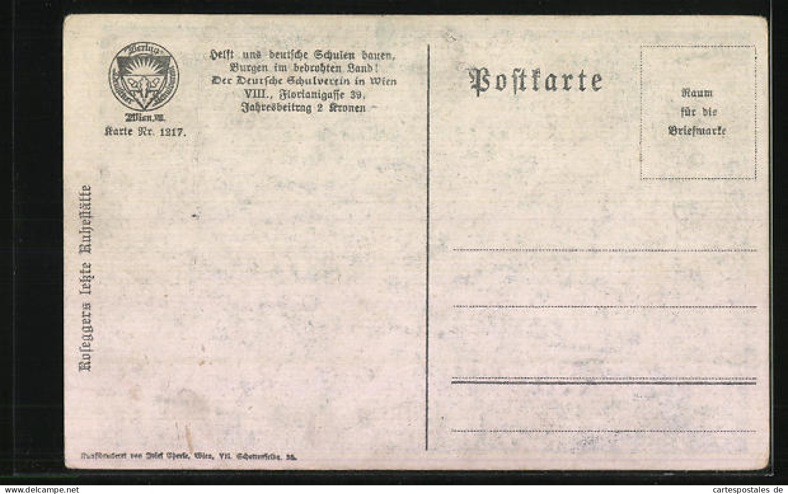 Künstler-AK Deutscher Schulverein Nr. 1217: Roseggers Letzte Ruhestätte  - Guerre 1914-18