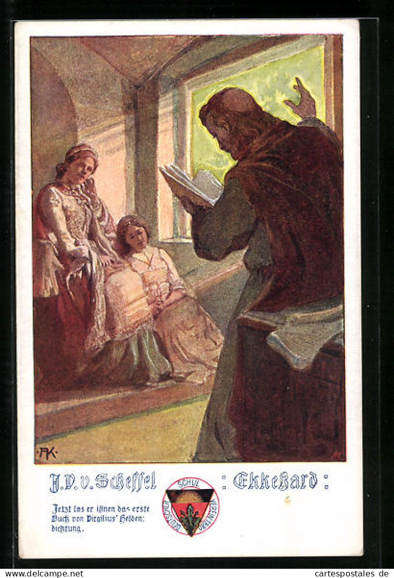 Künstler-AK Deutscher Schulverein Nr. 493: J.V. Scheffel, Ekkehard, Lesung Am Fenster, Junge Damen  - Guerre 1914-18