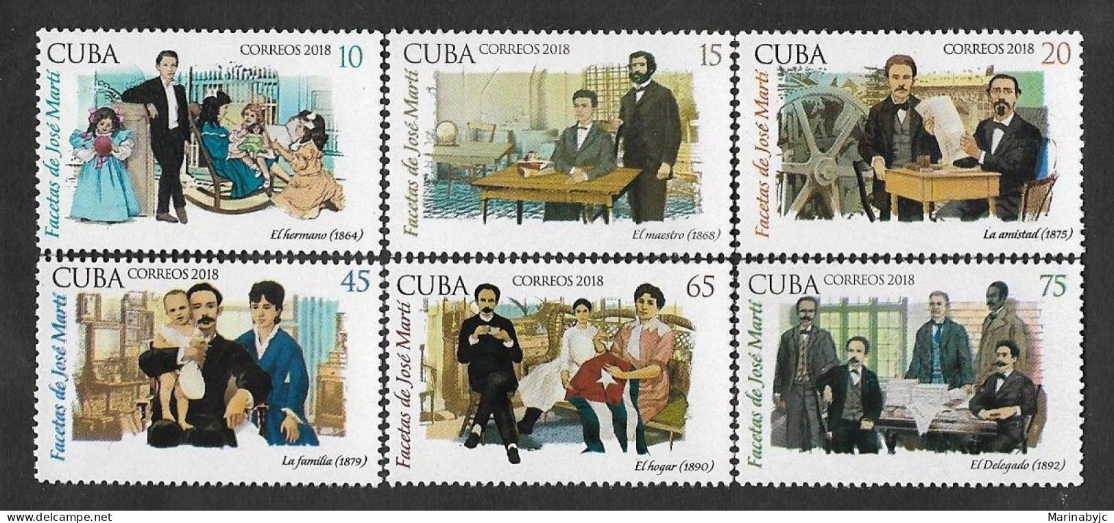 SE)2018 CUBA COMPLETE SERIES FACETS OF JOSÉ MARTÍ IN THE HOME, 6 STAMPS MNH - Other & Unclassified