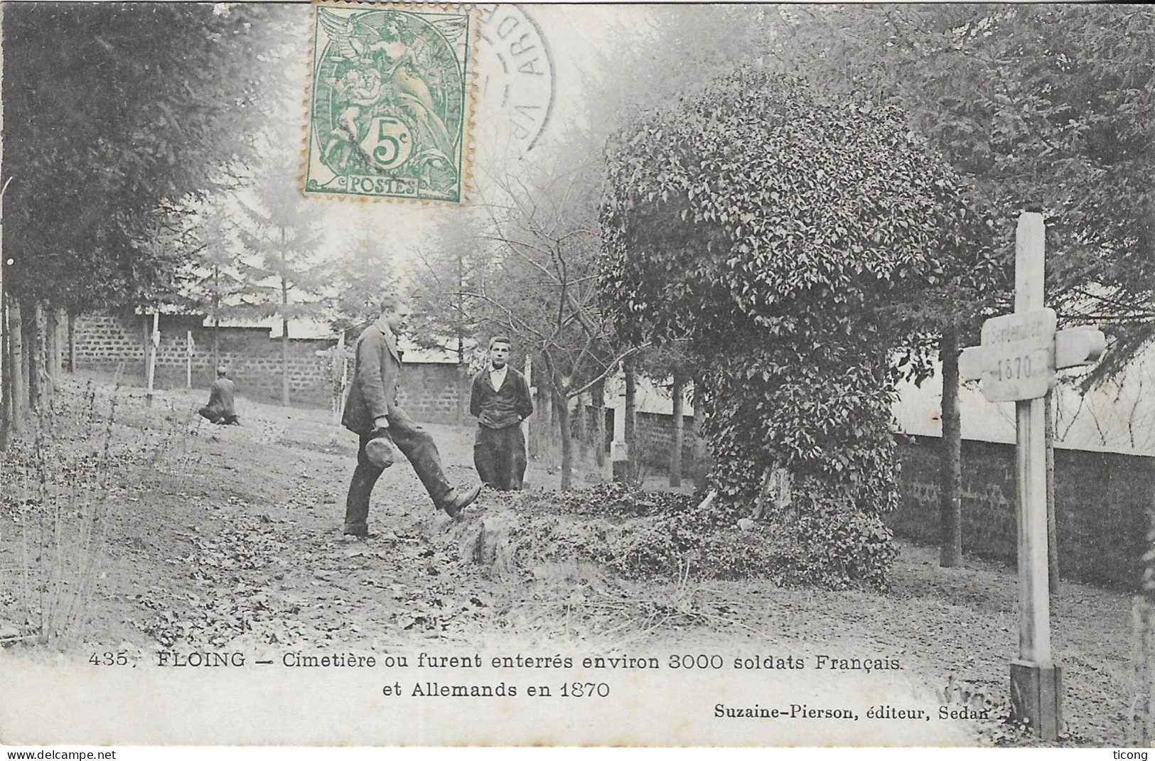 MILITARIA - CIMETIERE DE FLOING SOLDATS ALLEMANDS ET FRANCAIS DE 1870, CACHET D ARRIVEE POINTILLE DE MARTIGNY AISNE, - Personnages