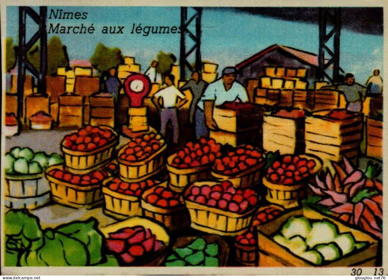 CHROMO..IMAGE...NIMES...MARCHE AUX LEGUMES...DOS VIERGE. - Altri & Non Classificati