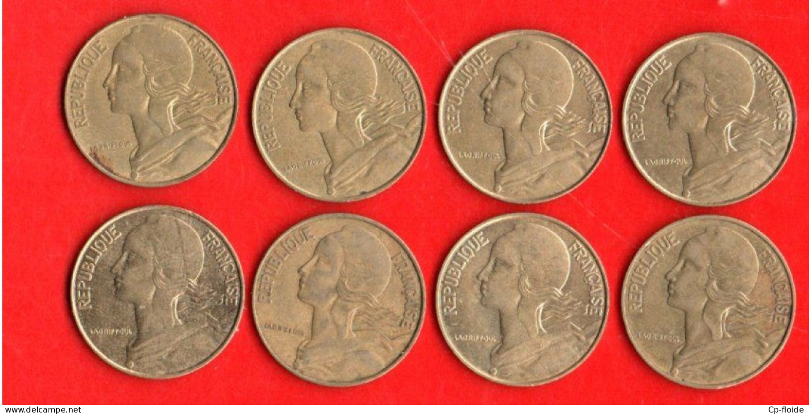 FRANCE 20 CENTIMES. MARIANNE LAGRIFFOUL. 1972, 1984, 1988, 1987, 1976, 1994, 2000, 1997. LOT DE 8 PIÈCES - Réf. N°289B - - 20 Centimes