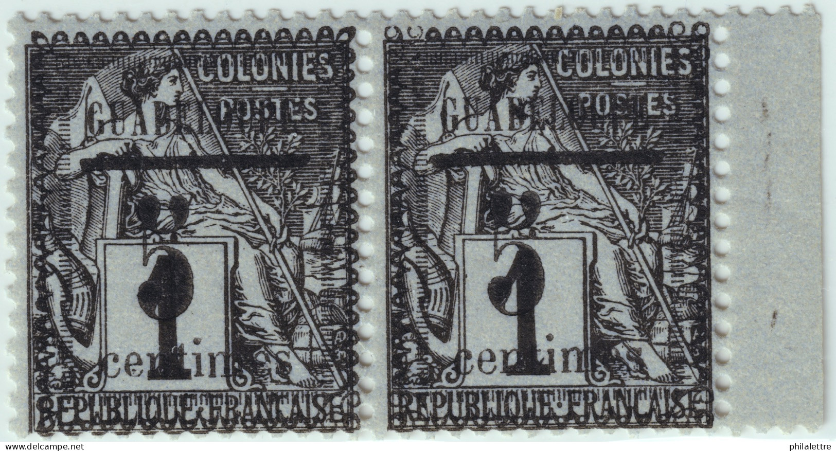GUADELOUPE - 1889 - Yv.6 En Paire - Type I / Cadre Type IX & XI - Neufs ** - Ungebraucht