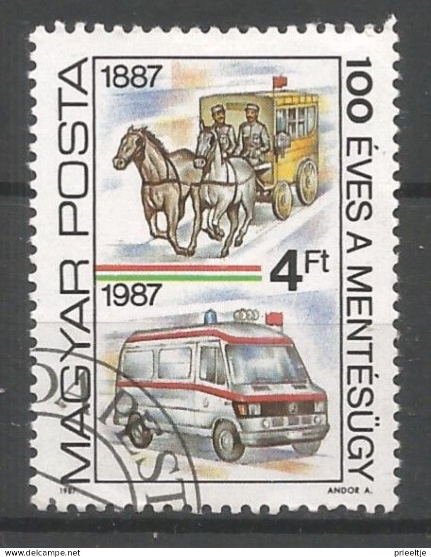 Hungary 1987 Ambulances Centenary Y.T. 3105 (0) - Oblitérés