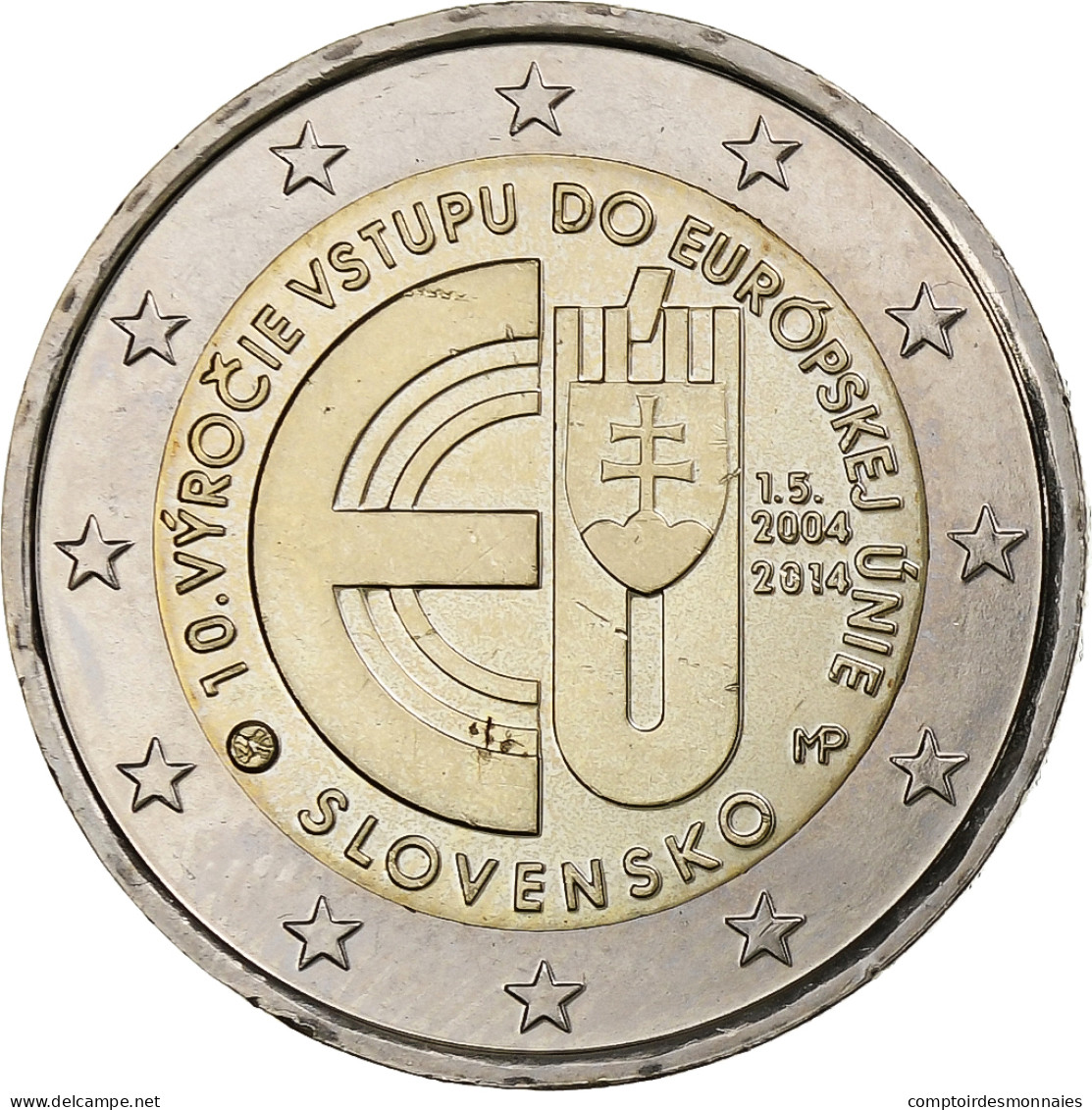 Slovaquie, 2 Euro, 10ème Anniversaire De L Adhesion à L' UE, 2014, SUP - Slovakia