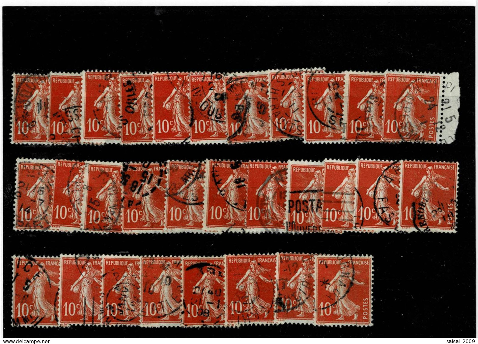 FRANCE ,"Seminatrice" ,30 Pezzi Usati Del 10c. ,qualita Ottima - Used Stamps