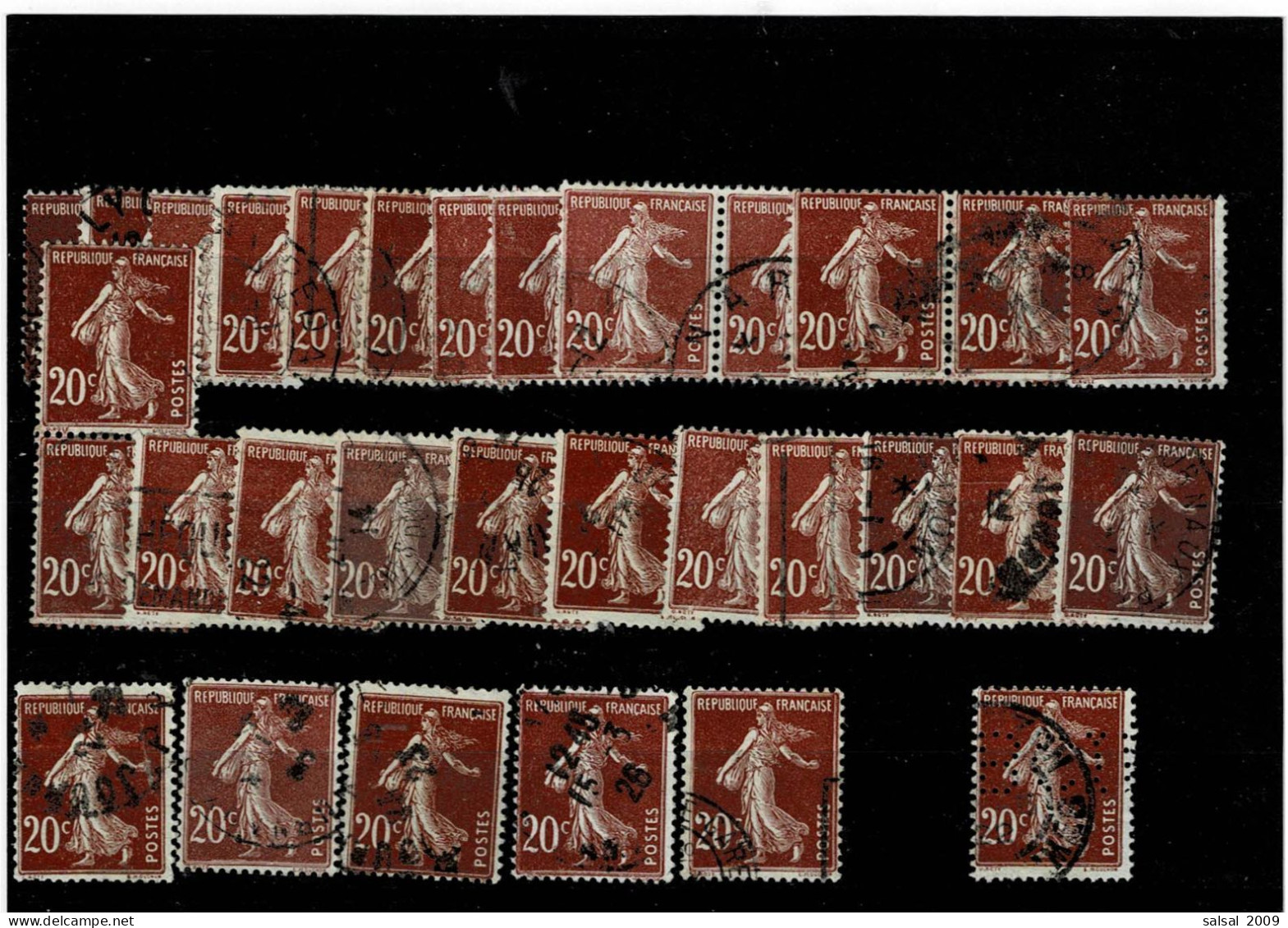 FRANCE ,"Seminatrice" ,20c. Lilla Rosa ,31 Pezzi Usati ,1 PERFIN ,qualita Ottima - Used Stamps