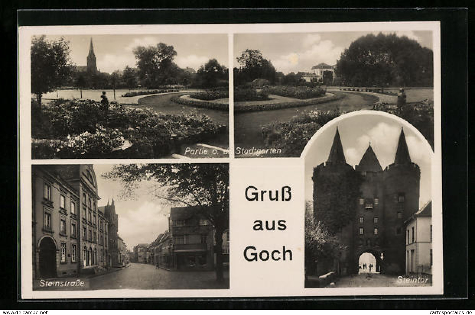 AK Goch, Steinstrasse, Steintor & Stadtgarten  - Goch
