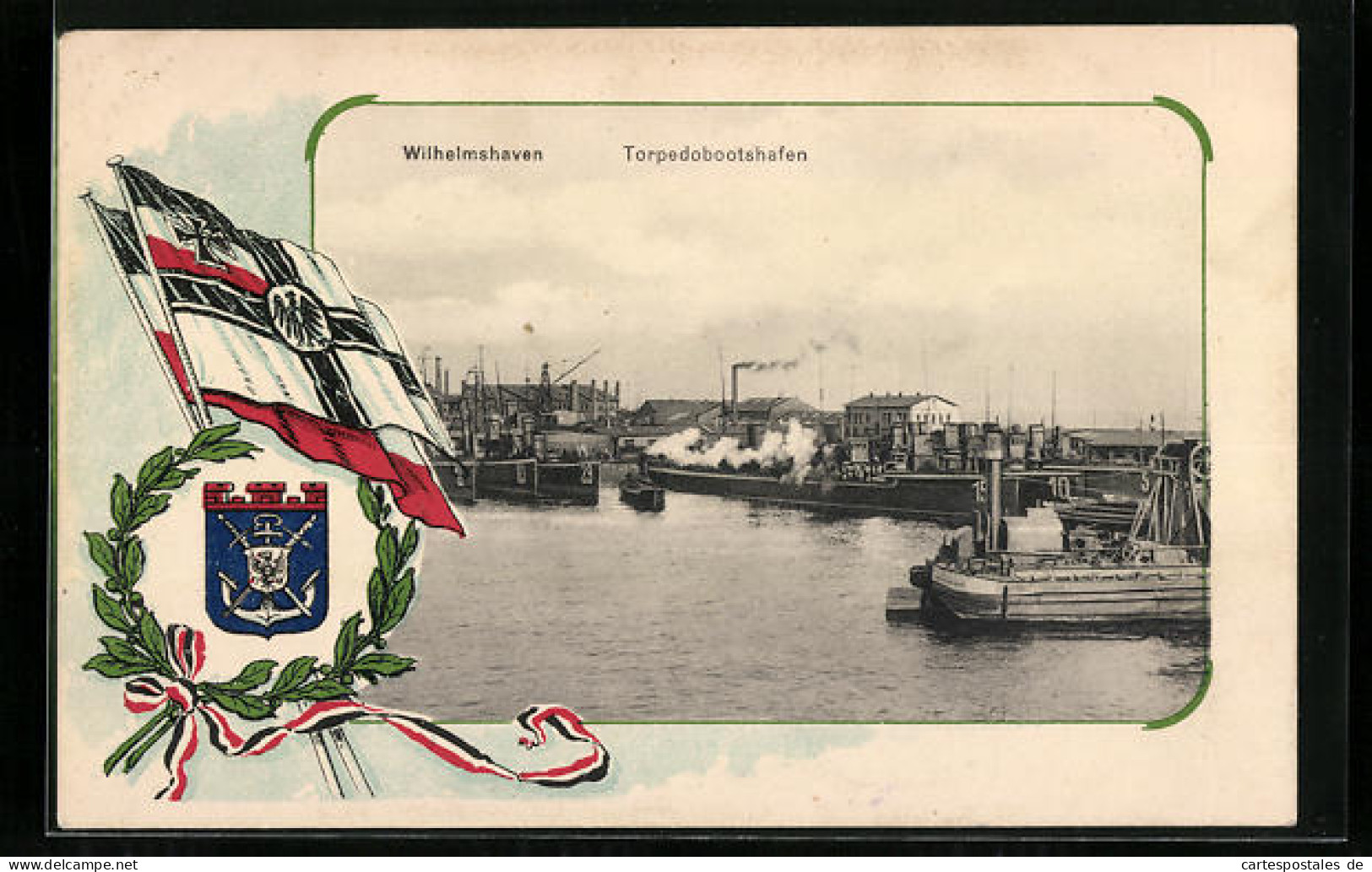 AK Wilhelmshaven, Partie Im Torpedobootshafen, Wappen  - Wilhelmshaven