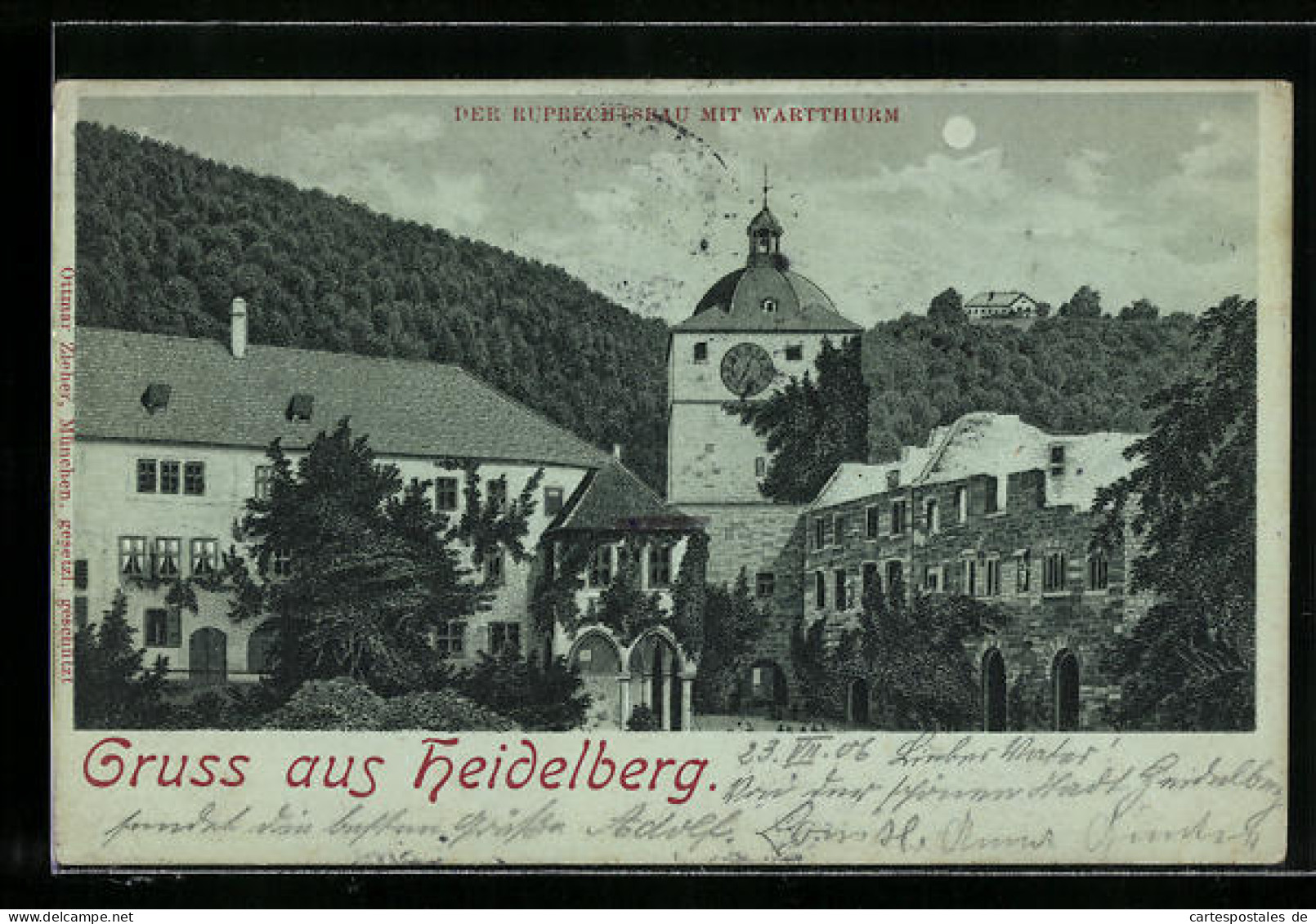 Mondschein-AK Heidelberg, Der Ruprechtsbau Mit Wartthurm  - Heidelberg