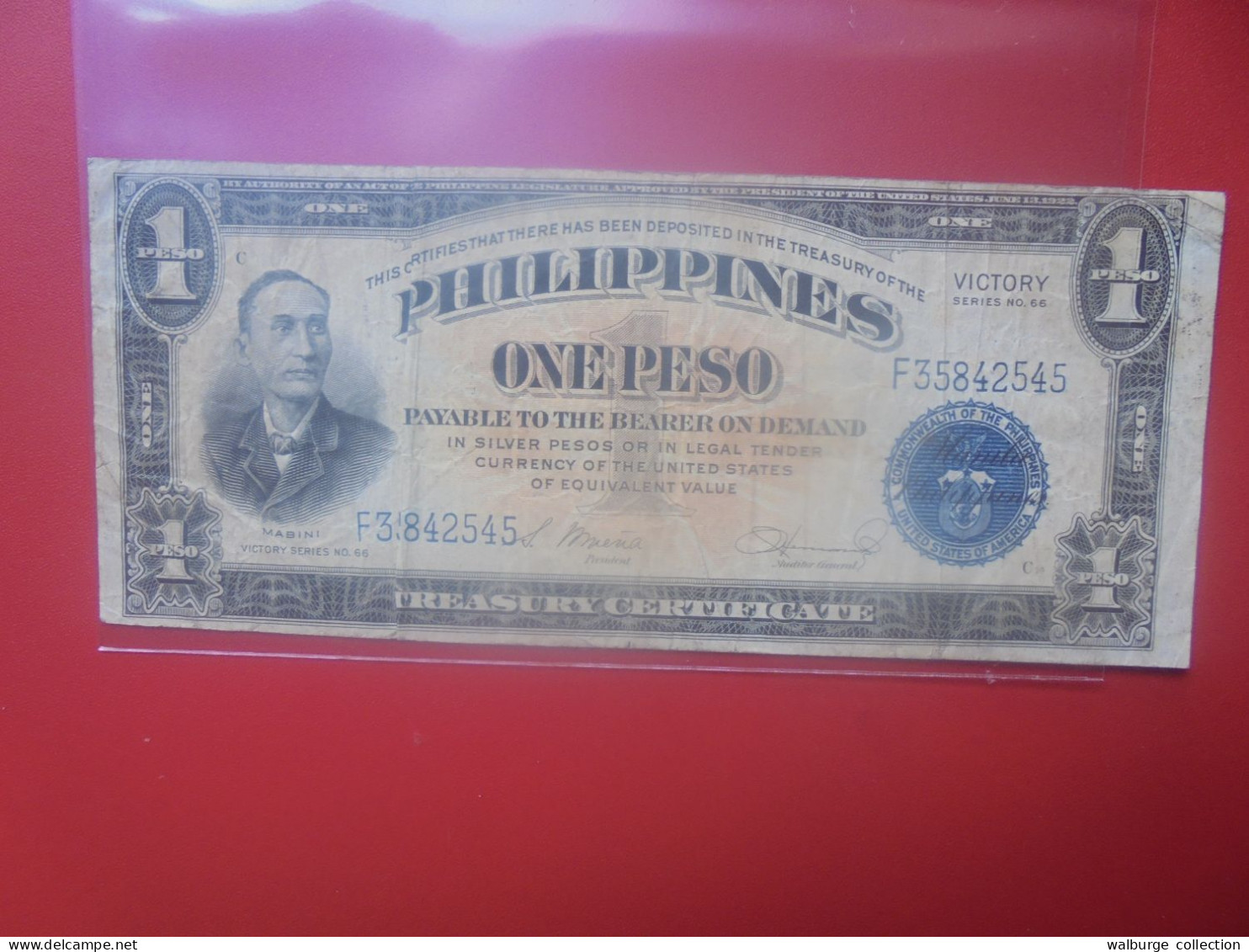 PHILIPPINES 1 PESO 1944 "VICTORY" Circuler (B.33) - Filippine