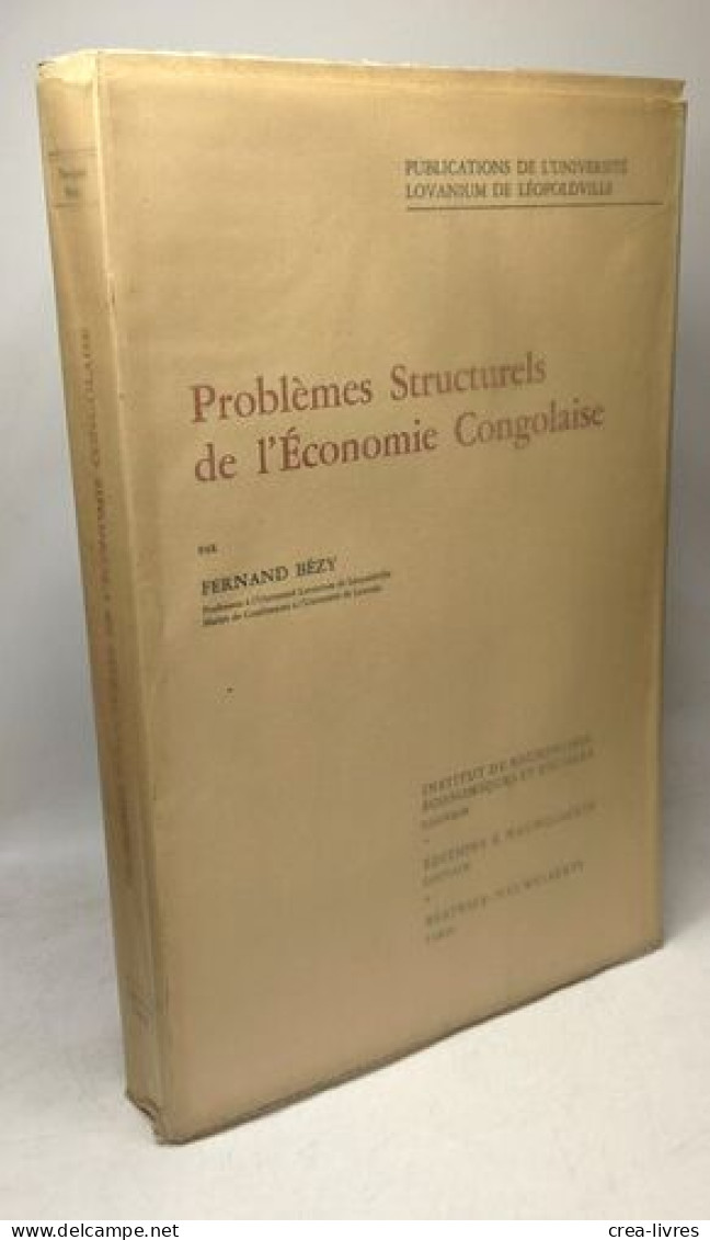 Problèmes Structurels De L'économie Congolaise - Other & Unclassified