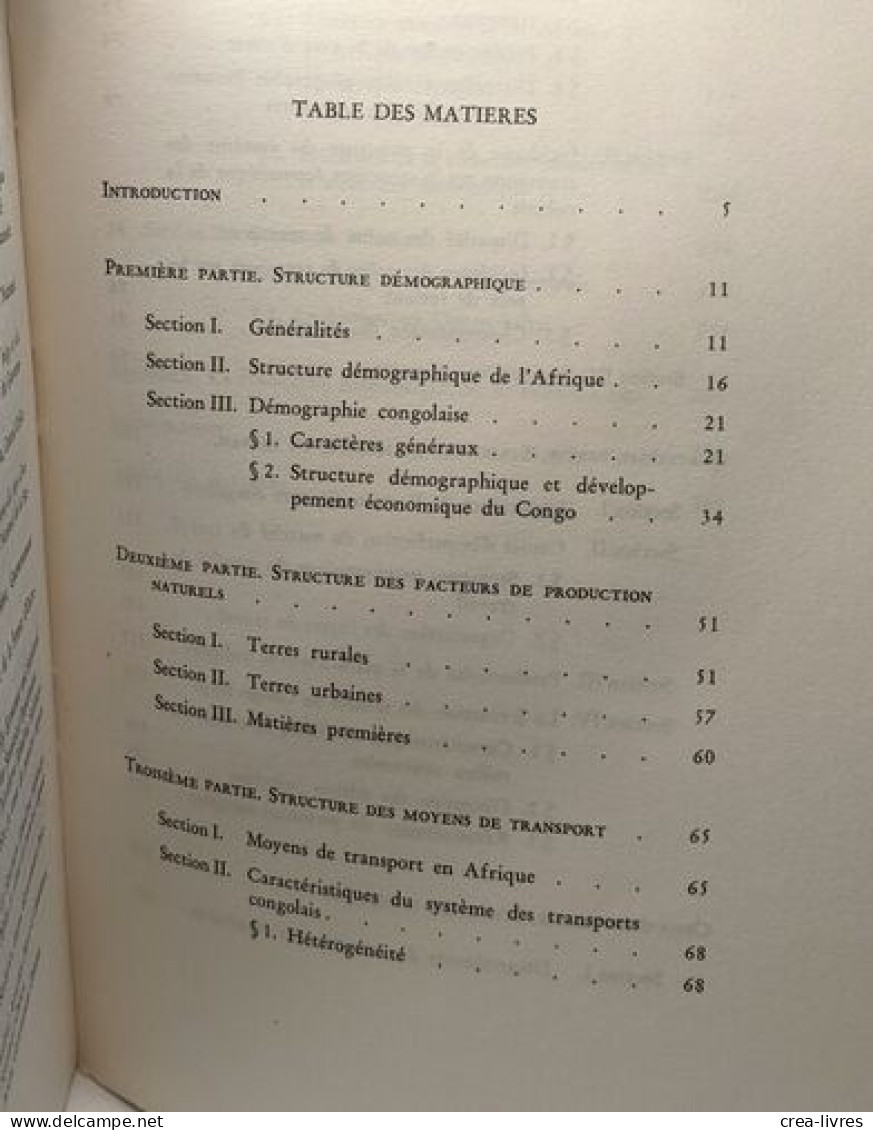 Problèmes Structurels De L'économie Congolaise - Other & Unclassified