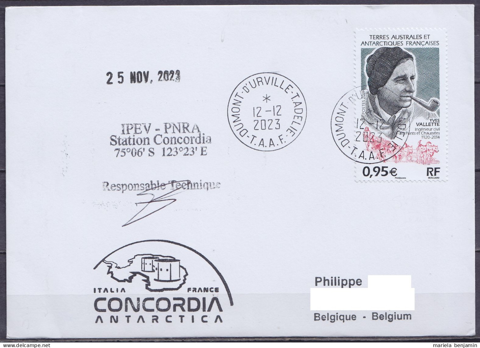 TAAF - Terre Adélie - Cachet Et Sign. Responsable Technique & CONCORDIA - Càd Dumont D'Urville 12-12-2023 // Tad599 - Covers & Documents