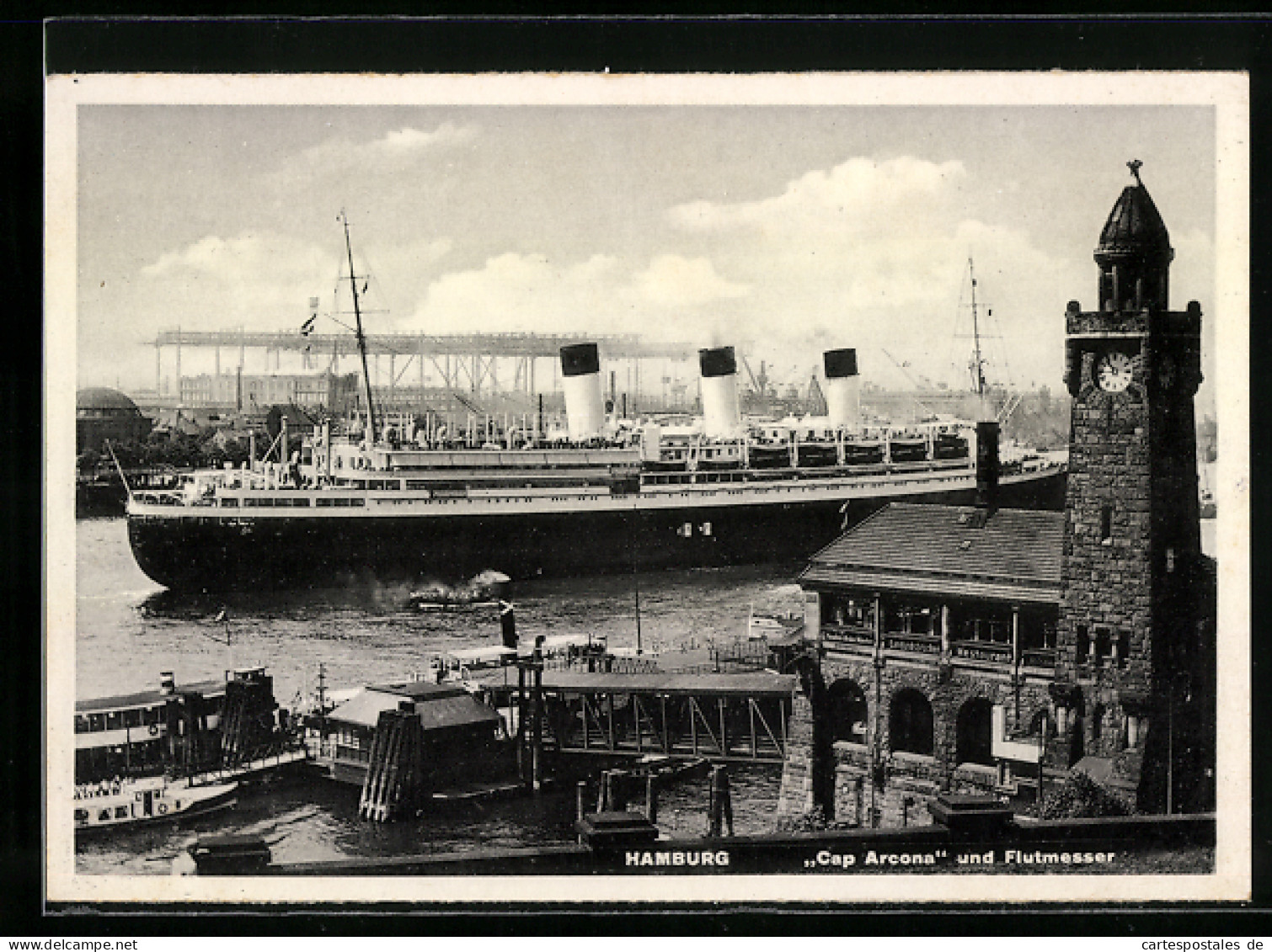 AK Hamburg, Passagierschiff Cap Arcona Und Flutmesser  - Steamers