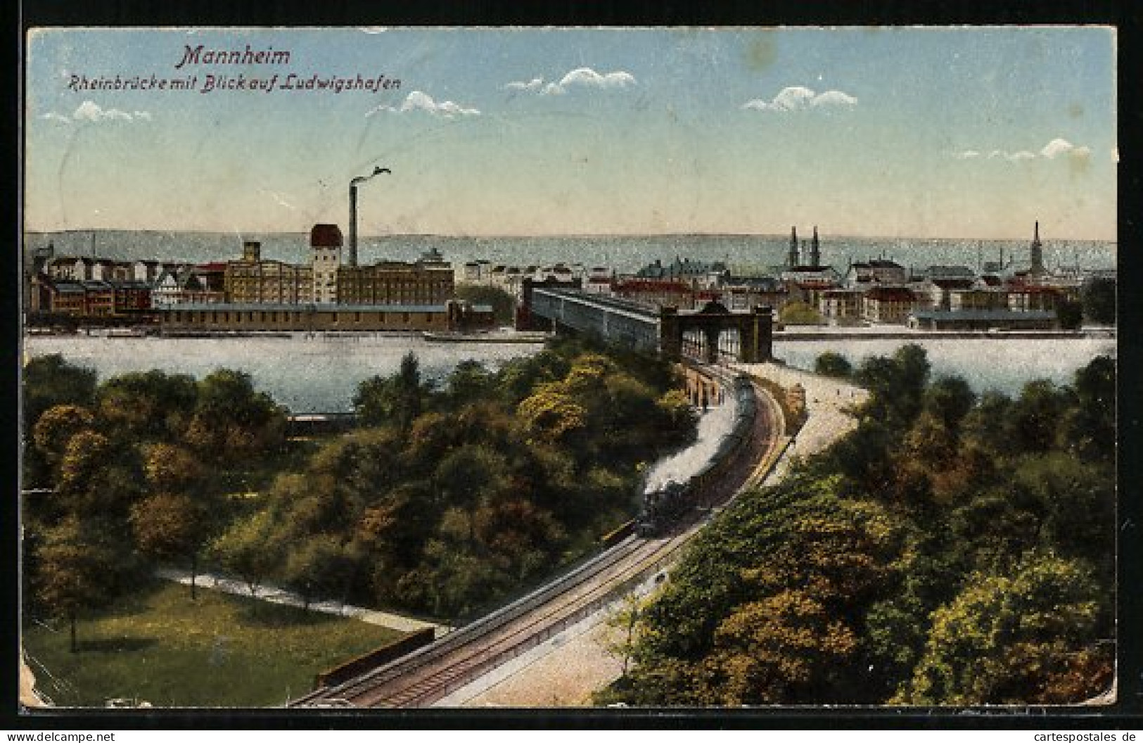 AK Mannheim, Rheinbrücke Mit Blick Auf Ludwigshafen  - Mannheim