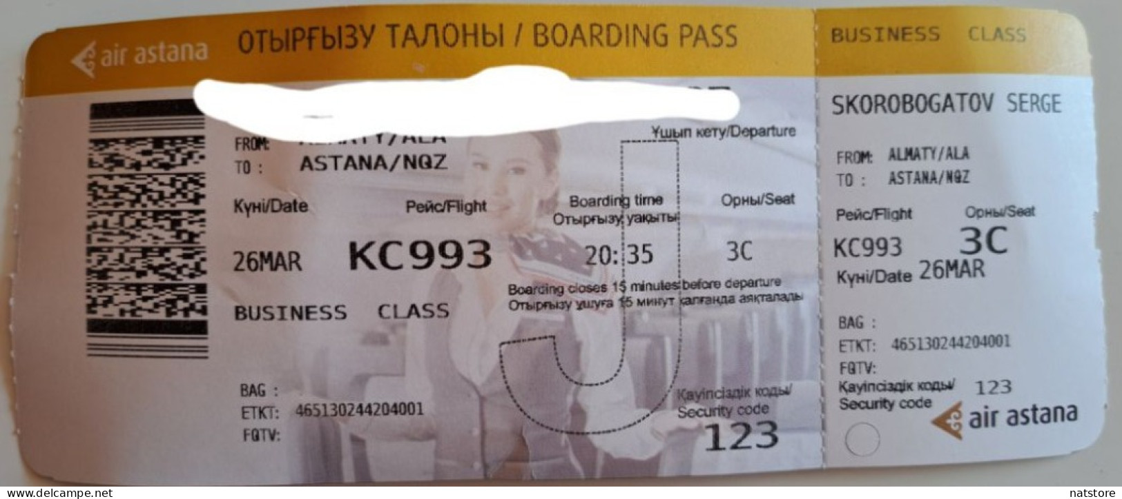 2024.. AIRPLANE TICKET..AIR ASTANA..ALMATY-ASTANA - Eintrittskarten