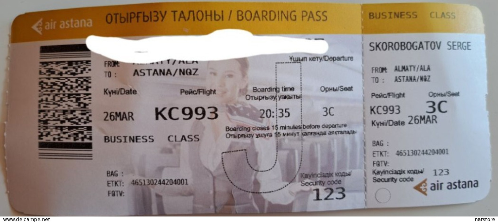 2024.. AIRPLANE TICKET..AIR ASTANA..ALMATY-ASTANA - Toegangskaarten