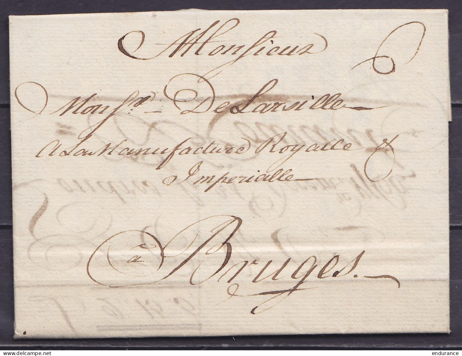 L. Datée 2 Janvier 1761 De LONDRES Pour Manufacture Royale Et Impériale à BRUGES - Port "6" - 1621-1713 (Pays-Bas Espagnols)