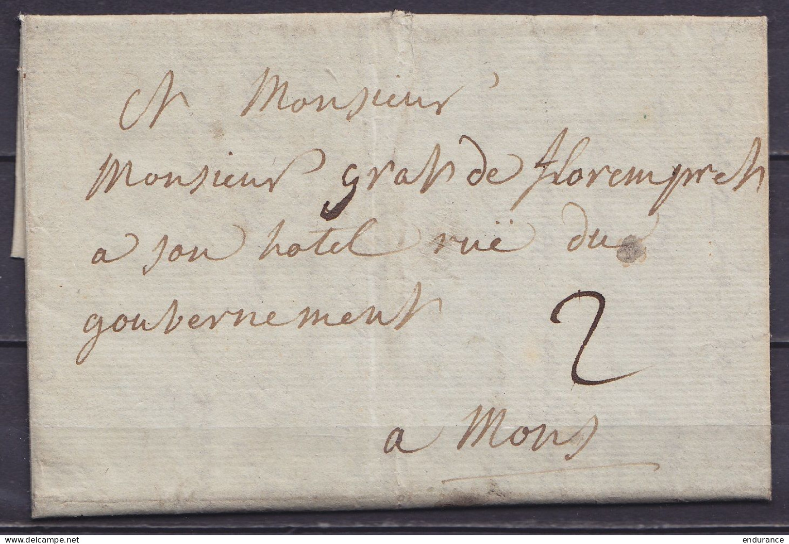 L. Datée 18 Janvier 1763 De FONTAINES (Fontaine L'Evêque) Pour MONS - Port "2" - 1714-1794 (Oostenrijkse Nederlanden)