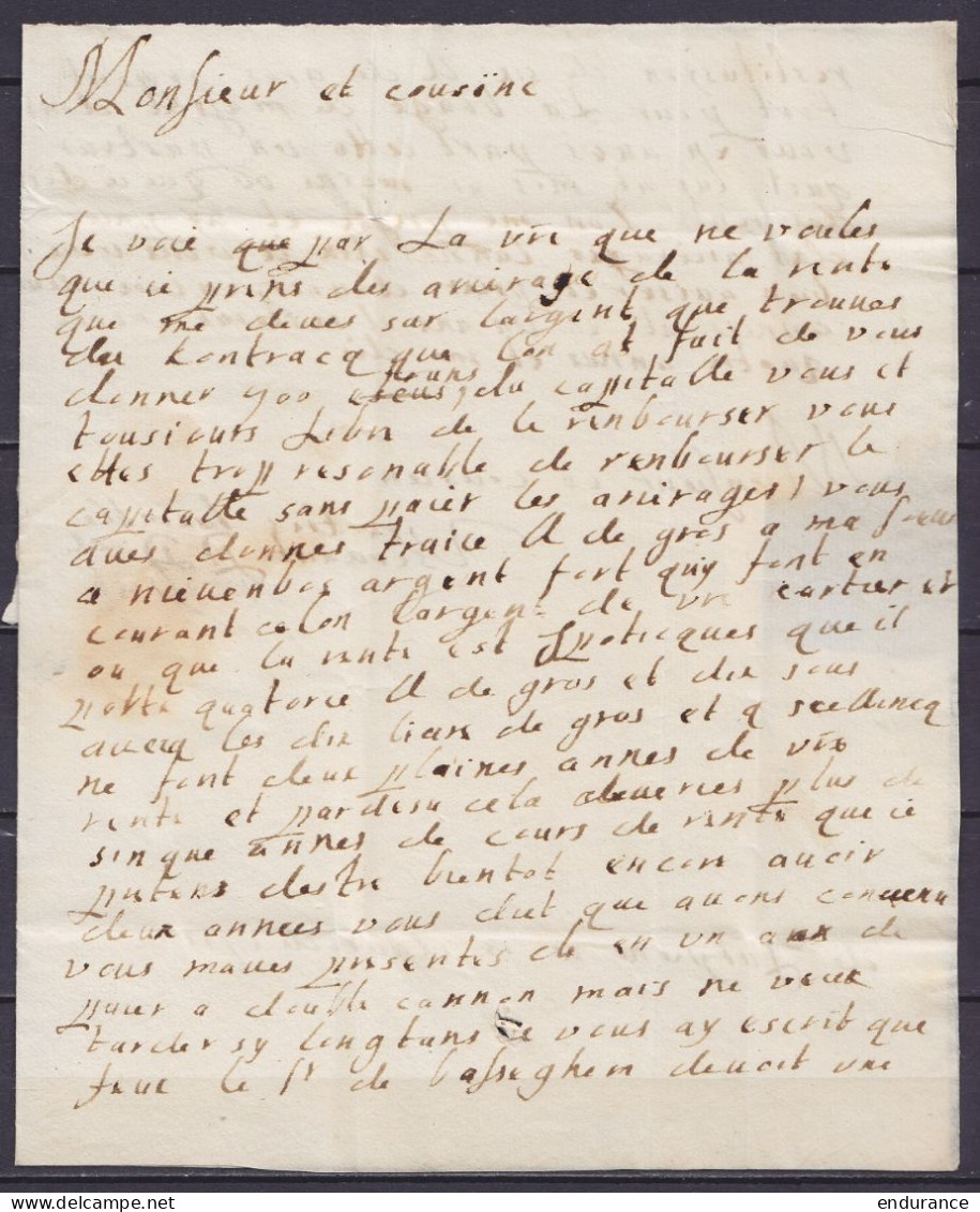 L. Datée 15 Janvier 1711 De ZUYTPNE (près De Cassel) Pour Pensionnaire à L'auberge "A La Court Du Prince" à BRUGE(S) - M - 1621-1713 (Paesi Bassi Spagnoli)