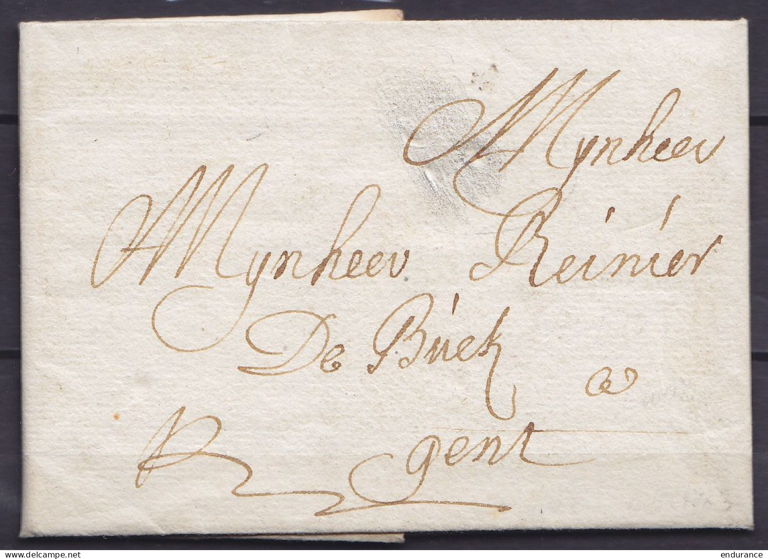 L. Datée 2 Février 1703 De ANTWERPEN Pour GENT - Marque En Creux "IC" De Messager (indice 30 Herlant) - 1621-1713 (Pays-Bas Espagnols)