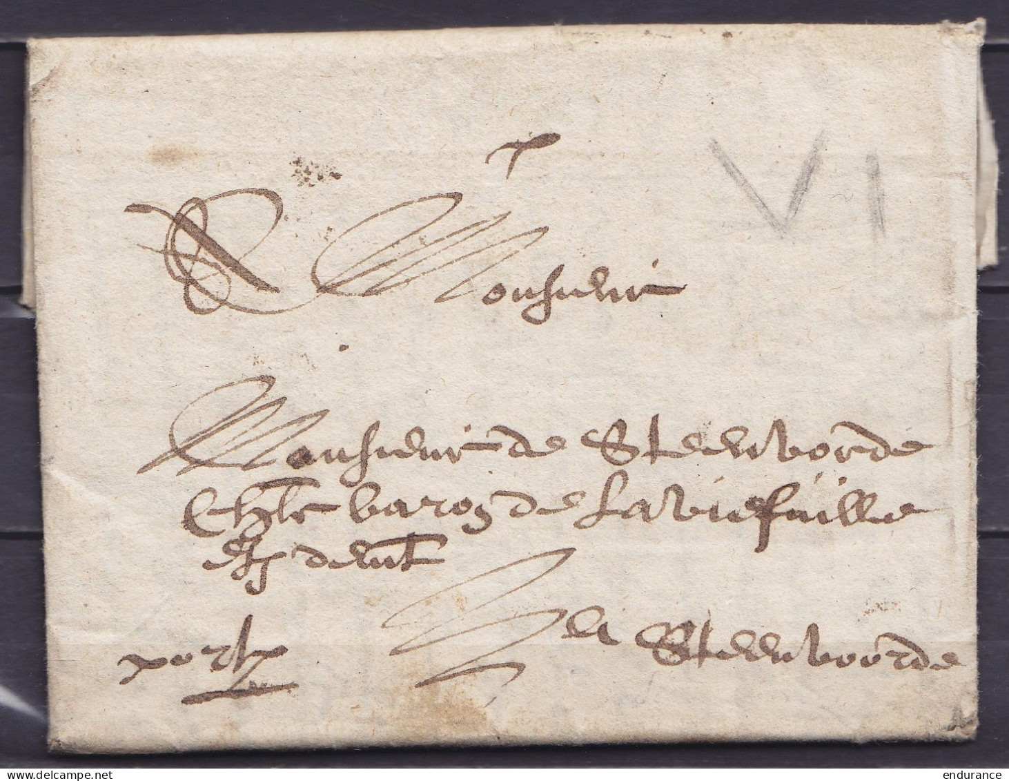 L. Datée 2 Février 1653 De MALINES Pour Monsieur De Steenvoorde Chez Le Baron De Lavienfaille à STEENVOORDE - Port "VI"  - 1621-1713 (Spanish Netherlands)