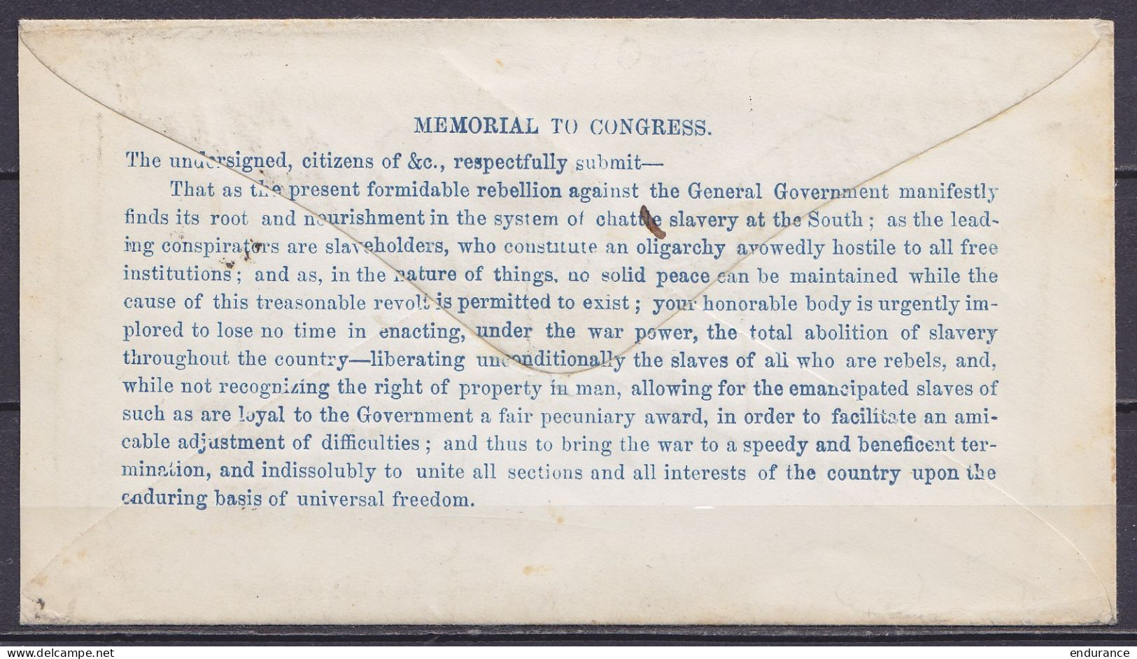 USA - L. "Memorial To Congress" Affr. N°19a (3c Brun-rouge Washington) Càd PHILADELPHIA /DEC 20 1861 Pour COLUMBIA - Ill - Lettres & Documents