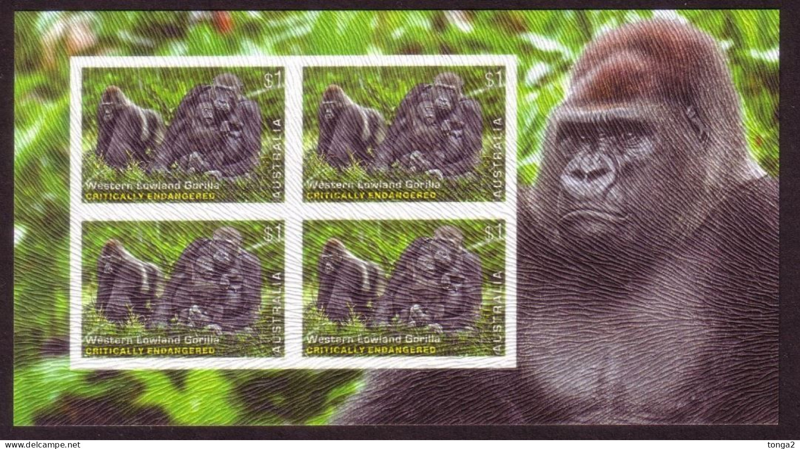Australia IMPERF S/S Printed With Flocking (200 Exist) - Gorillal - Unusual - Read Description - Mint Stamps