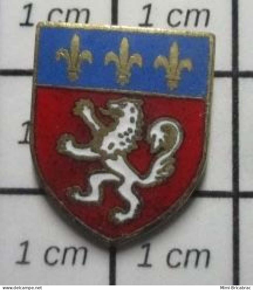 2120  Pin's Pins / Beau Et Rare / VILLES / BLASON ECUSSON ARMOIRIES A IDENTIFIER LION BLANC - Cities