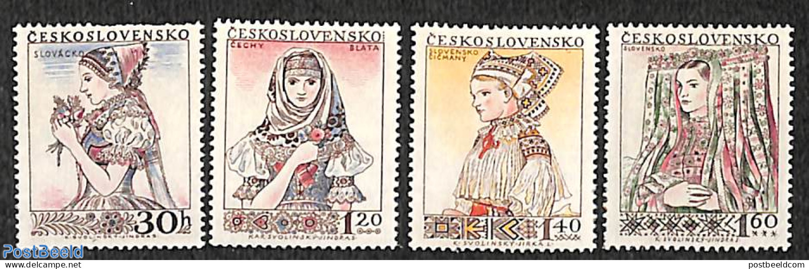 Czechoslovkia 1956 Costumes 4v, Mint NH, Various - Costumes - Andere & Zonder Classificatie
