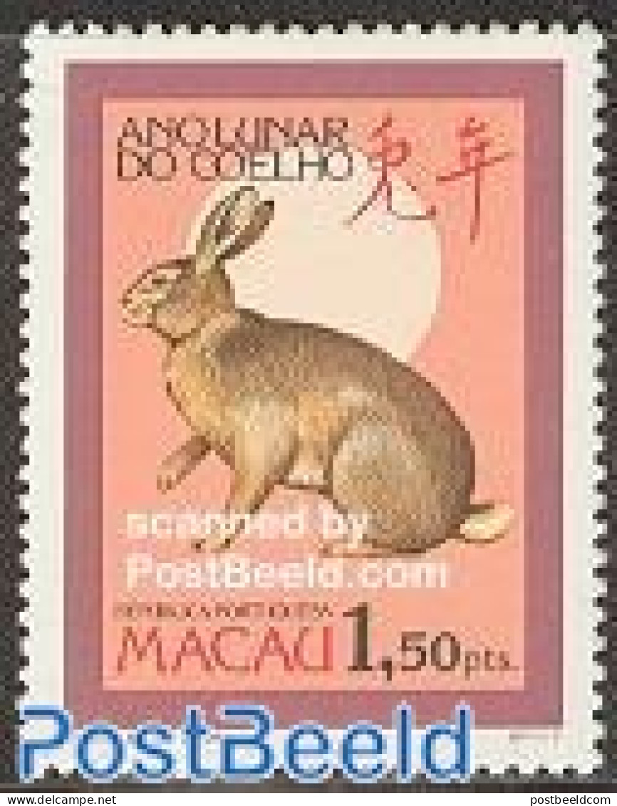 Macao 1987 Year Of The Rabbit 1v, Mint NH, Nature - Various - Animals (others & Mixed) - Rabbits / Hares - New Year - Ongebruikt