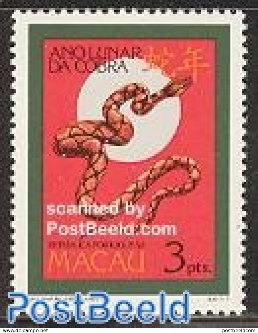Macao 1989 Newyear, Year Of The Snake 1v, Mint NH, Nature - Various - Reptiles - Snakes - New Year - Nuevos