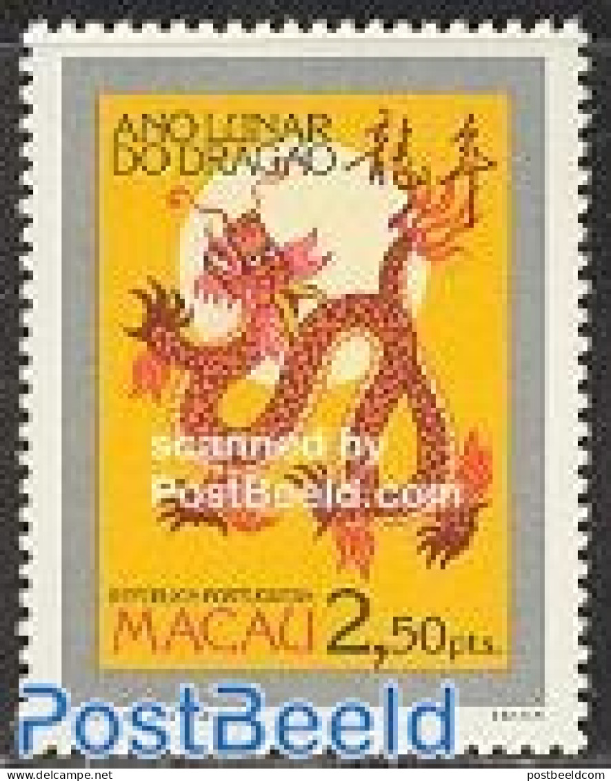 Macao 1988 Year Of The Dragon 1v, Mint NH, Nature - Various - Animals (others & Mixed) - New Year - Nuovi