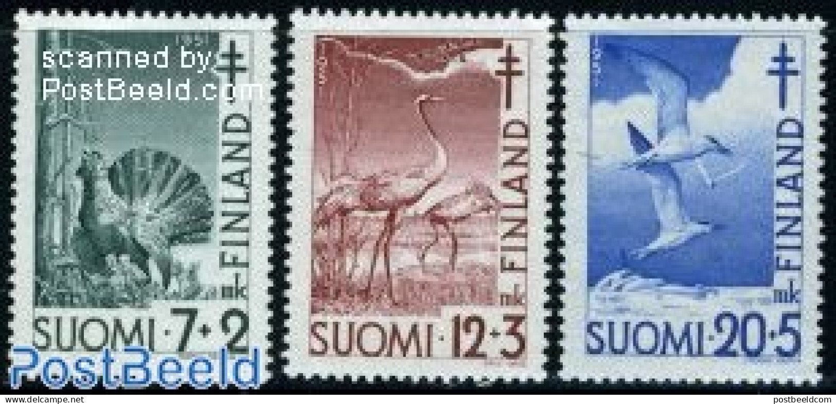Finland 1951 Anti Tuberculosis, Birds 3v, Mint NH, Health - Nature - Anti Tuberculosis - Birds - Poultry - Unused Stamps