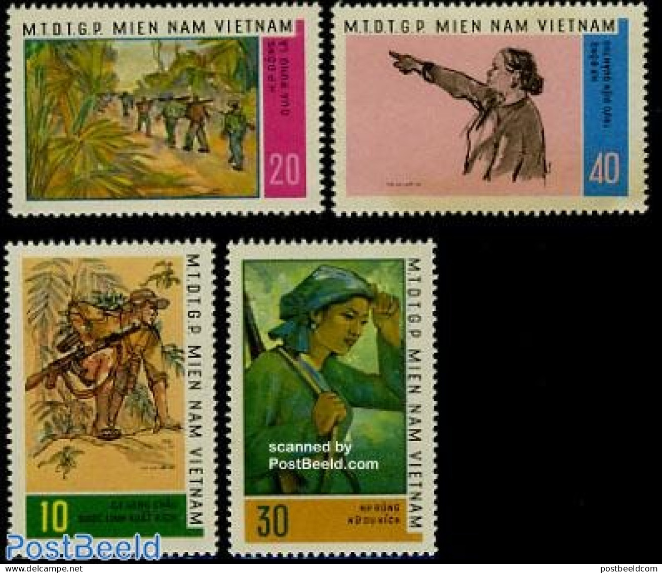 Vietnam 1968 Vietcong, Battle Paintings 4v, Mint NH, History - Militarism - Art - Paintings - Militaria