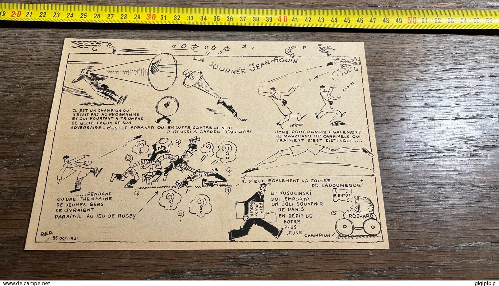 1931 MDS Dessin Humoristique La Journée Jean Bouin KUSOCINSKi LADOUMÈGUE - Collections