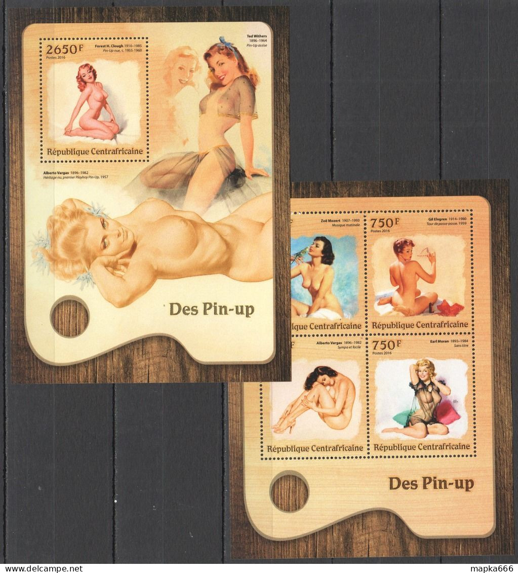 Ca144 2016 Central Africa Erotic Art Painting Nude Pin-Up Kb+Bl Mnh - Otros & Sin Clasificación