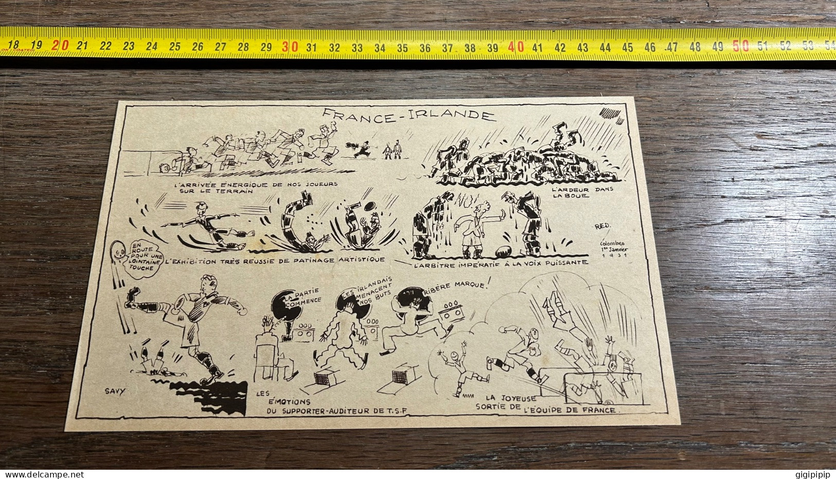 1931 MDS Dessin Humoristique Rugby France Irlande - Verzamelingen