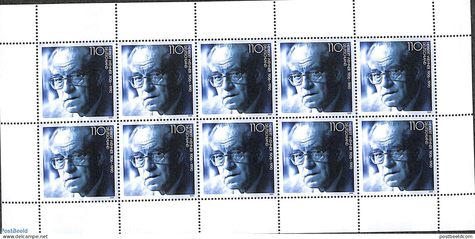 Germany, Federal Republic 2000 Herbert Wehner M/s, Mint NH, History - Politicians - Unused Stamps