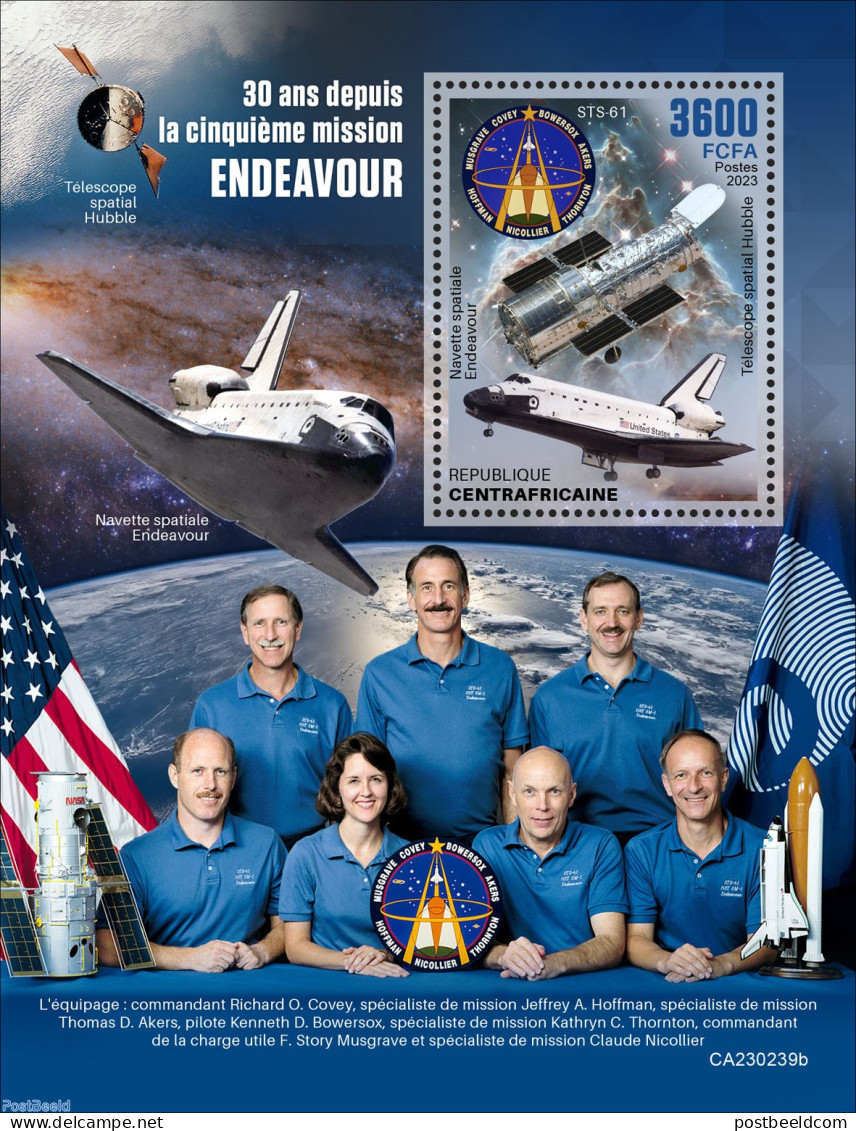 Central Africa 2023 The Fifth Mission Of Endeavour, Mint NH, Transport - Space Exploration - Central African Republic