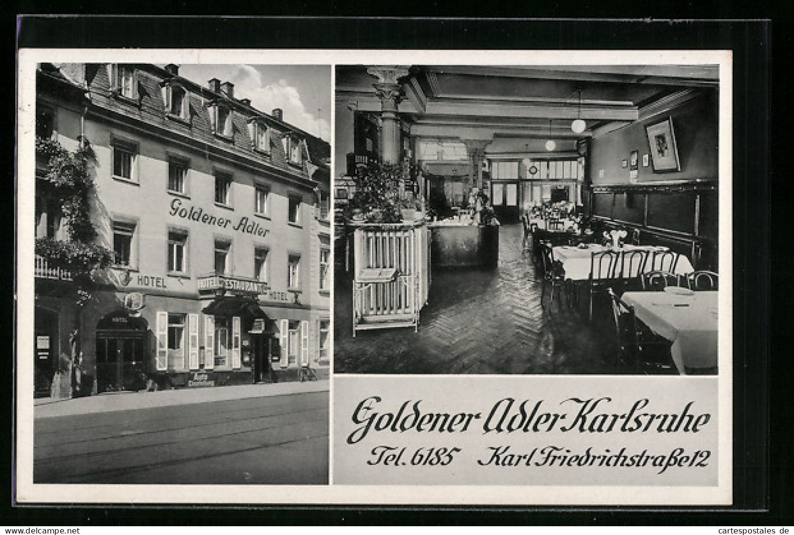 AK Karlsruhe, Gasthaus Goldener Adler, Karl Friedrichstrasse 12, Innenansicht  - Karlsruhe