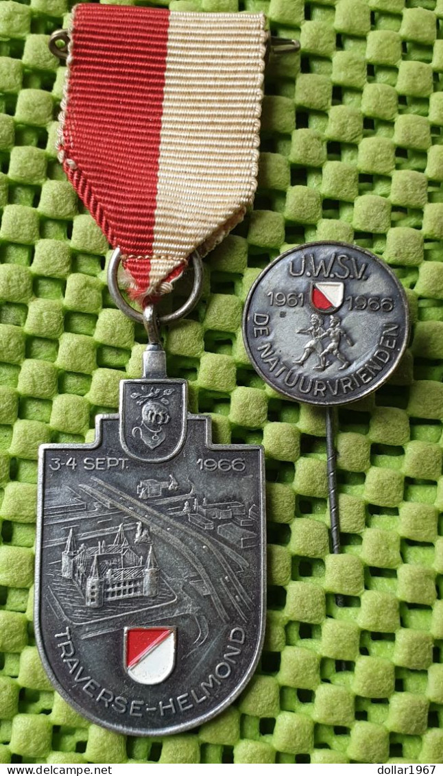 Medaile : .Traverse- Helmond 3-4-sept. 1966 ( Sint Leonardus )+ Speld 1961-1966 . -  Original Foto  !!  Medallion  Dutch - Andere & Zonder Classificatie
